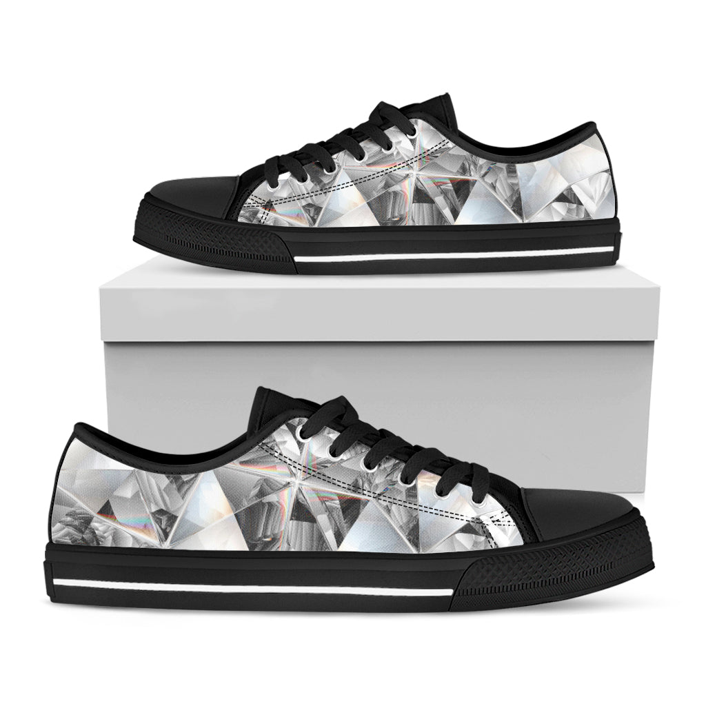 Diamond Texture Print Black Low Top Shoes