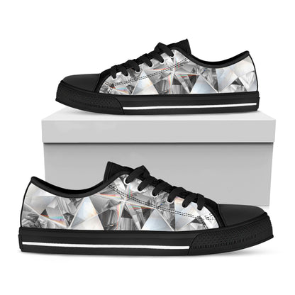 Diamond Texture Print Black Low Top Shoes