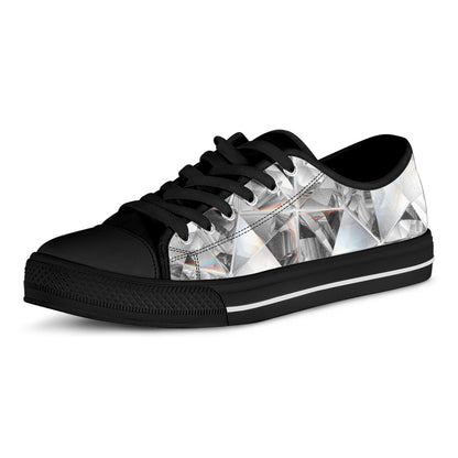 Diamond Texture Print Black Low Top Shoes