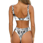 Diamond Texture Print Front Bow Tie Bikini