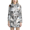 Diamond Artwork Print Pullover Hoodie Dress