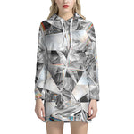Diamond Texture Print Hoodie Dress