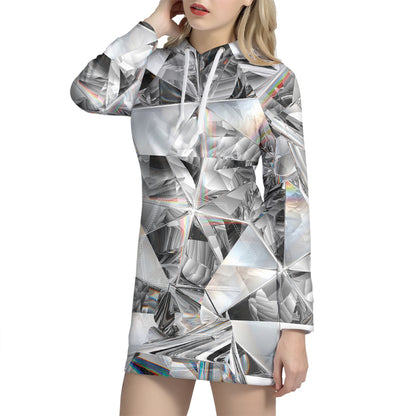 Diamond Texture Print Hoodie Dress