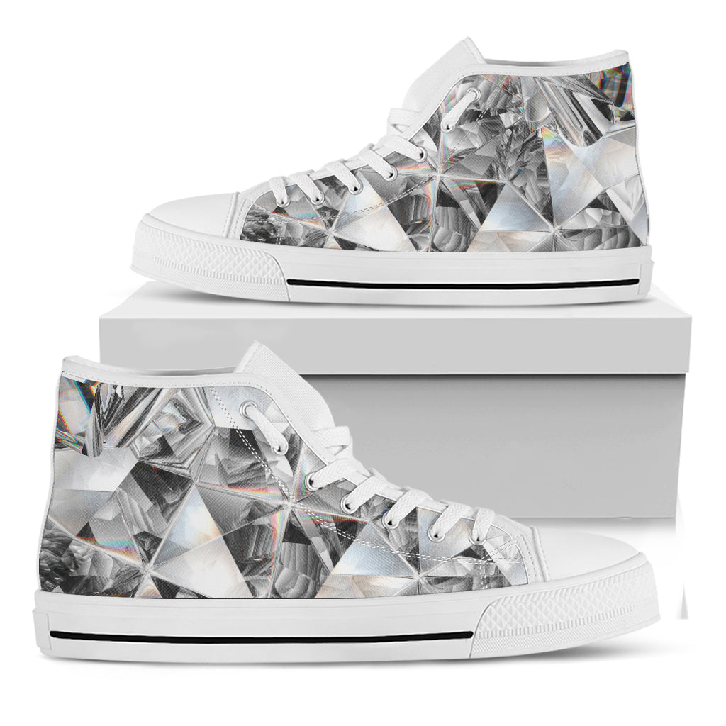 Diamond Texture Print White High Top Shoes