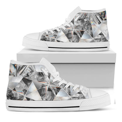 Diamond Texture Print White High Top Shoes