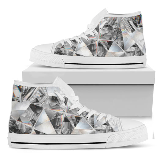 Diamond Texture Print White High Top Shoes