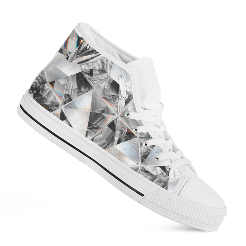Diamond Texture Print White High Top Shoes