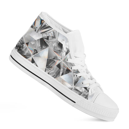 Diamond Texture Print White High Top Shoes