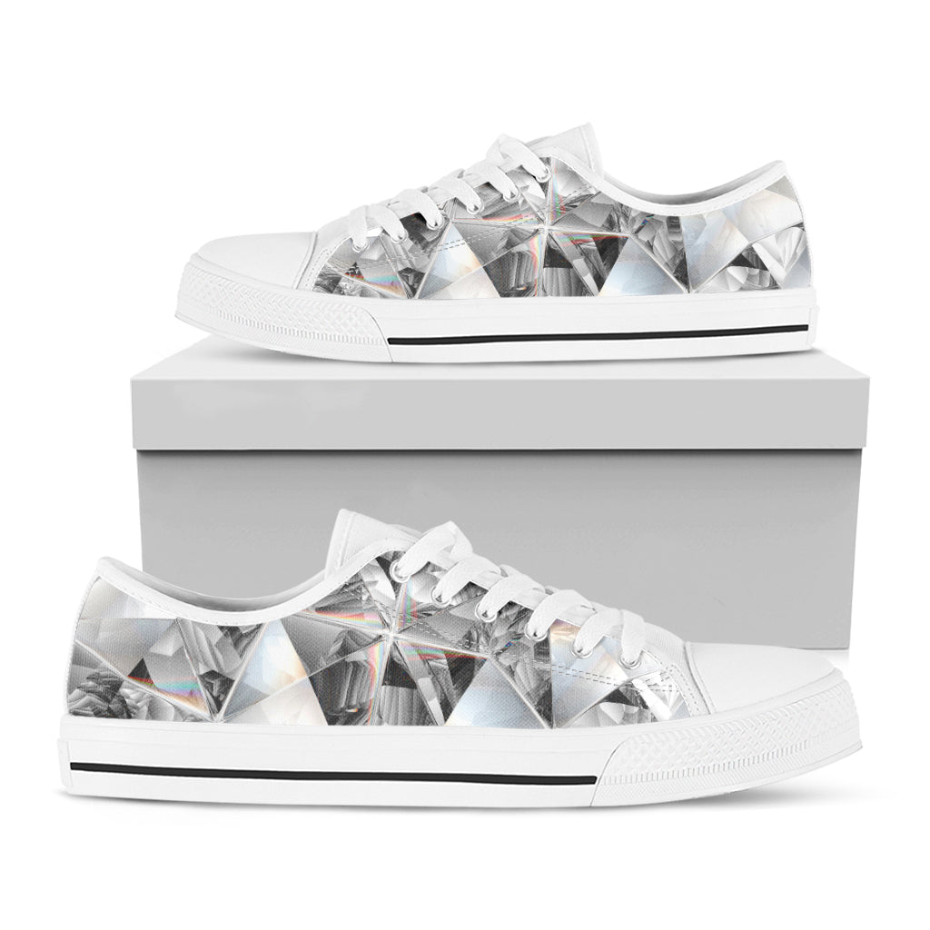 Diamond Texture Print White Low Top Shoes