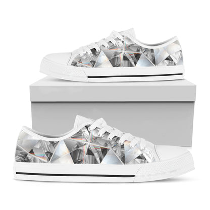 Diamond Texture Print White Low Top Shoes