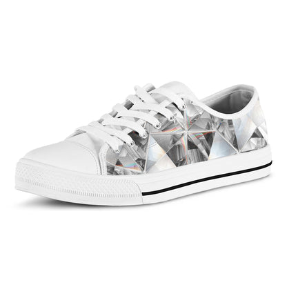 Diamond Texture Print White Low Top Shoes
