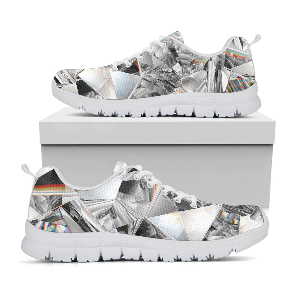 Diamond Texture Print White Sneakers