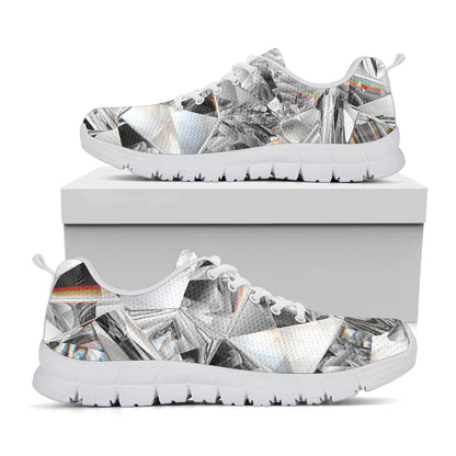 Diamond Texture Print White Sneakers