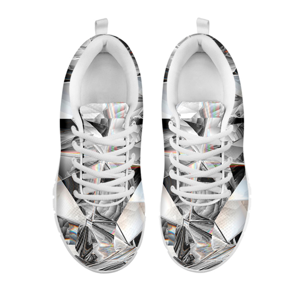 Diamond Texture Print White Sneakers