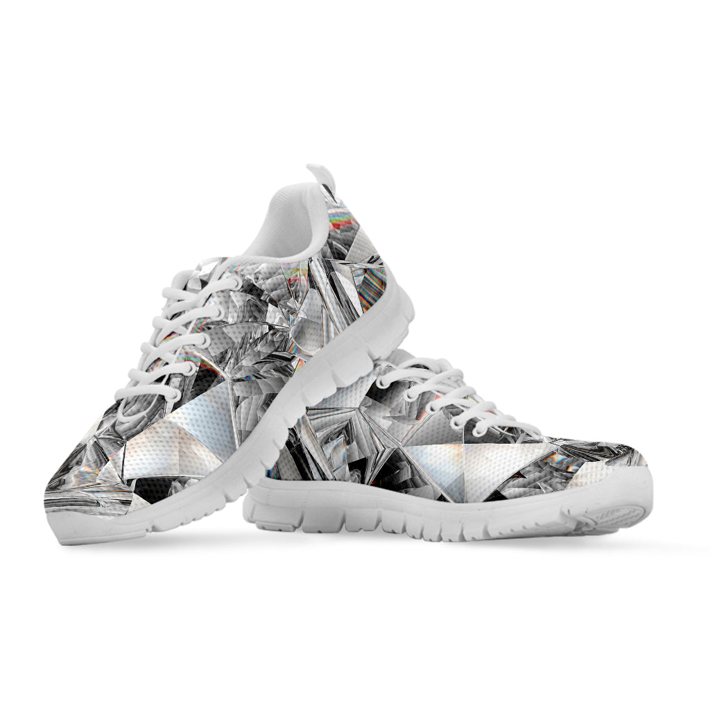 Diamond Texture Print White Sneakers