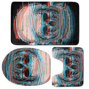 Digital Glitch Astronaut Skull Print 3 Piece Bath Mat Set