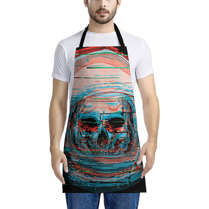 Digital Glitch Astronaut Skull Print Apron