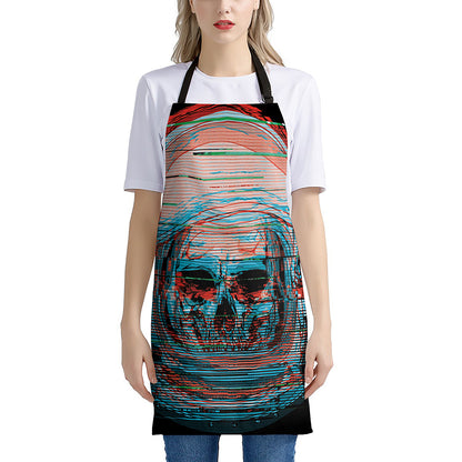 Digital Glitch Astronaut Skull Print Apron
