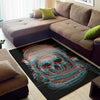 Digital Glitch Astronaut Skull Print Area Rug