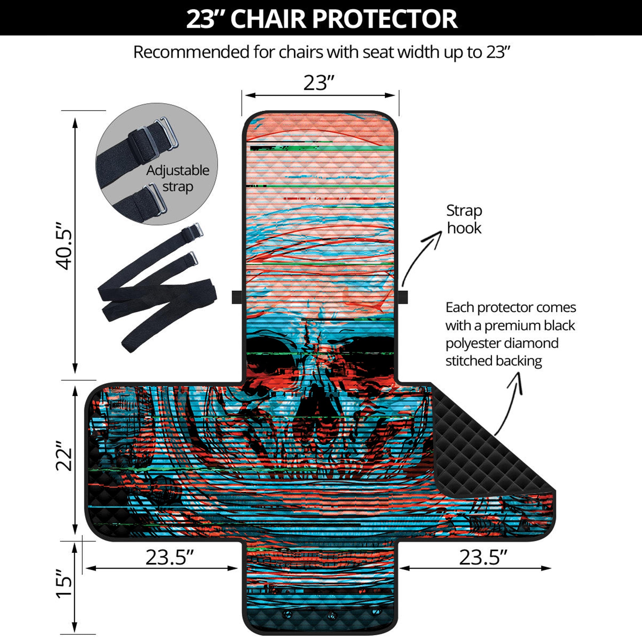 Digital Glitch Astronaut Skull Print Armchair Protector