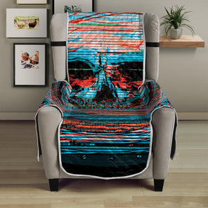 Digital Glitch Astronaut Skull Print Armchair Protector