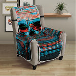 Digital Glitch Astronaut Skull Print Armchair Protector