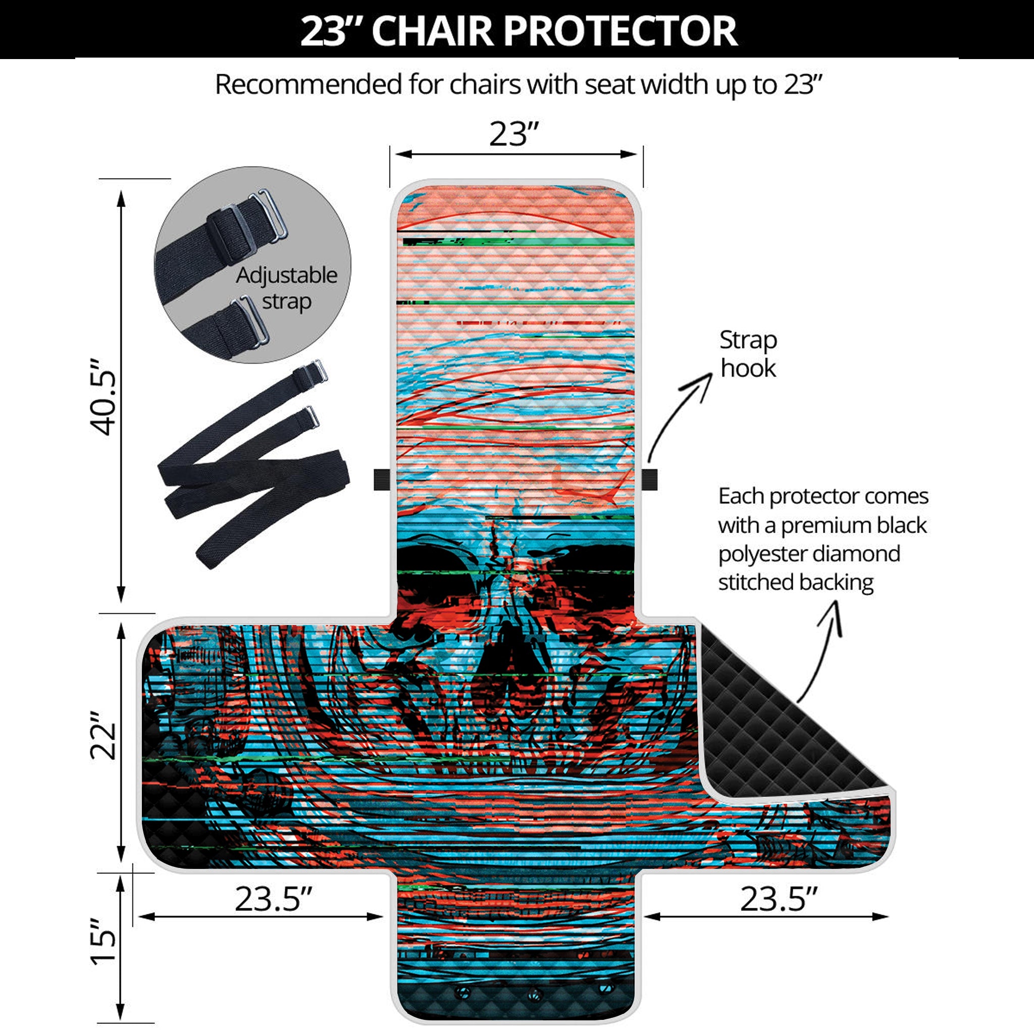 Digital Glitch Astronaut Skull Print Armchair Protector