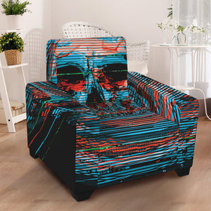 Digital Glitch Astronaut Skull Print Armchair Slipcover