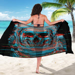 Digital Glitch Astronaut Skull Print Beach Sarong Wrap