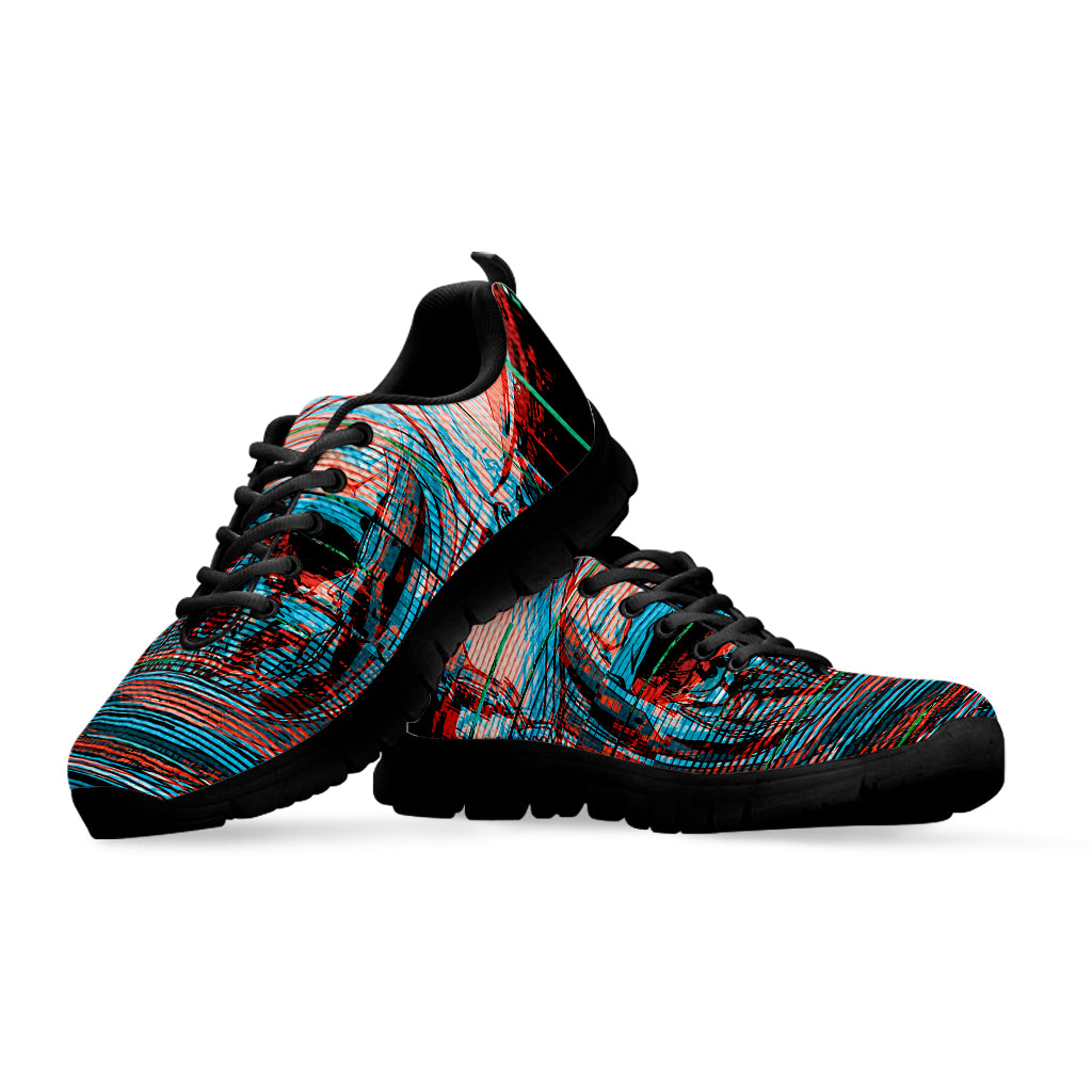 Digital Glitch Astronaut Skull Print Black Sneakers