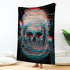 Digital Glitch Astronaut Skull Print Blanket