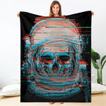 Digital Glitch Astronaut Skull Print Blanket