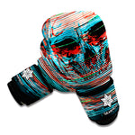Digital Glitch Astronaut Skull Print Boxing Gloves