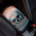 Digital Glitch Astronaut Skull Print Car Center Console Cover