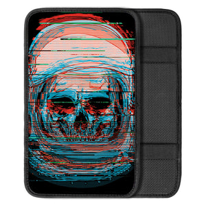 Digital Glitch Astronaut Skull Print Car Center Console Cover