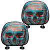 Digital Glitch Astronaut Skull Print Car Headrest Covers