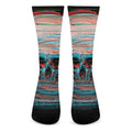 Digital Glitch Astronaut Skull Print Crew Socks