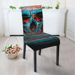 Digital Glitch Astronaut Skull Print Dining Chair Slipcover