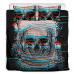 Digital Glitch Astronaut Skull Print Duvet Cover Bedding Set