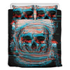 Digital Glitch Astronaut Skull Print Duvet Cover Bedding Set