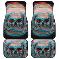 Digital Glitch Astronaut Skull Print Front and Back Car Floor Mats
