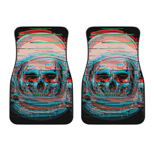 Digital Glitch Astronaut Skull Print Front Car Floor Mats