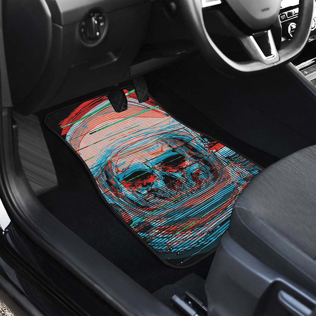 Digital Glitch Astronaut Skull Print Front Car Floor Mats