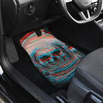Digital Glitch Astronaut Skull Print Front Car Floor Mats