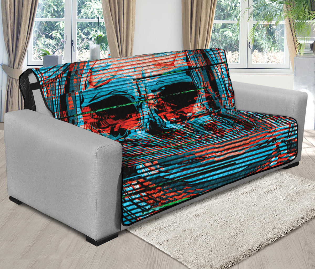 Digital Glitch Astronaut Skull Print Futon Protector