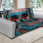 Digital Glitch Astronaut Skull Print Futon Protector