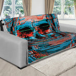 Digital Glitch Astronaut Skull Print Futon Protector