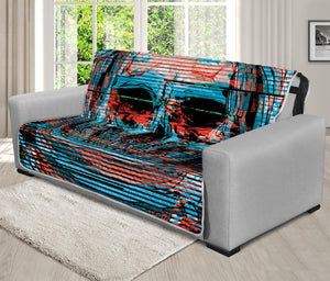 Digital Glitch Astronaut Skull Print Futon Protector