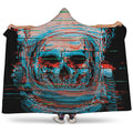 Digital Glitch Astronaut Skull Print Hooded Blanket