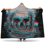 Digital Glitch Astronaut Skull Print Hooded Blanket